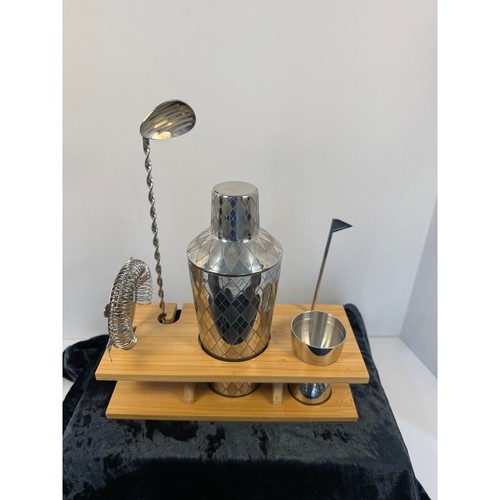Silver cocktail shaker bar set - silver,